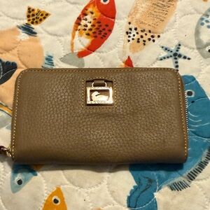 Dooney & Bourke all weather leather taupe brown wallet